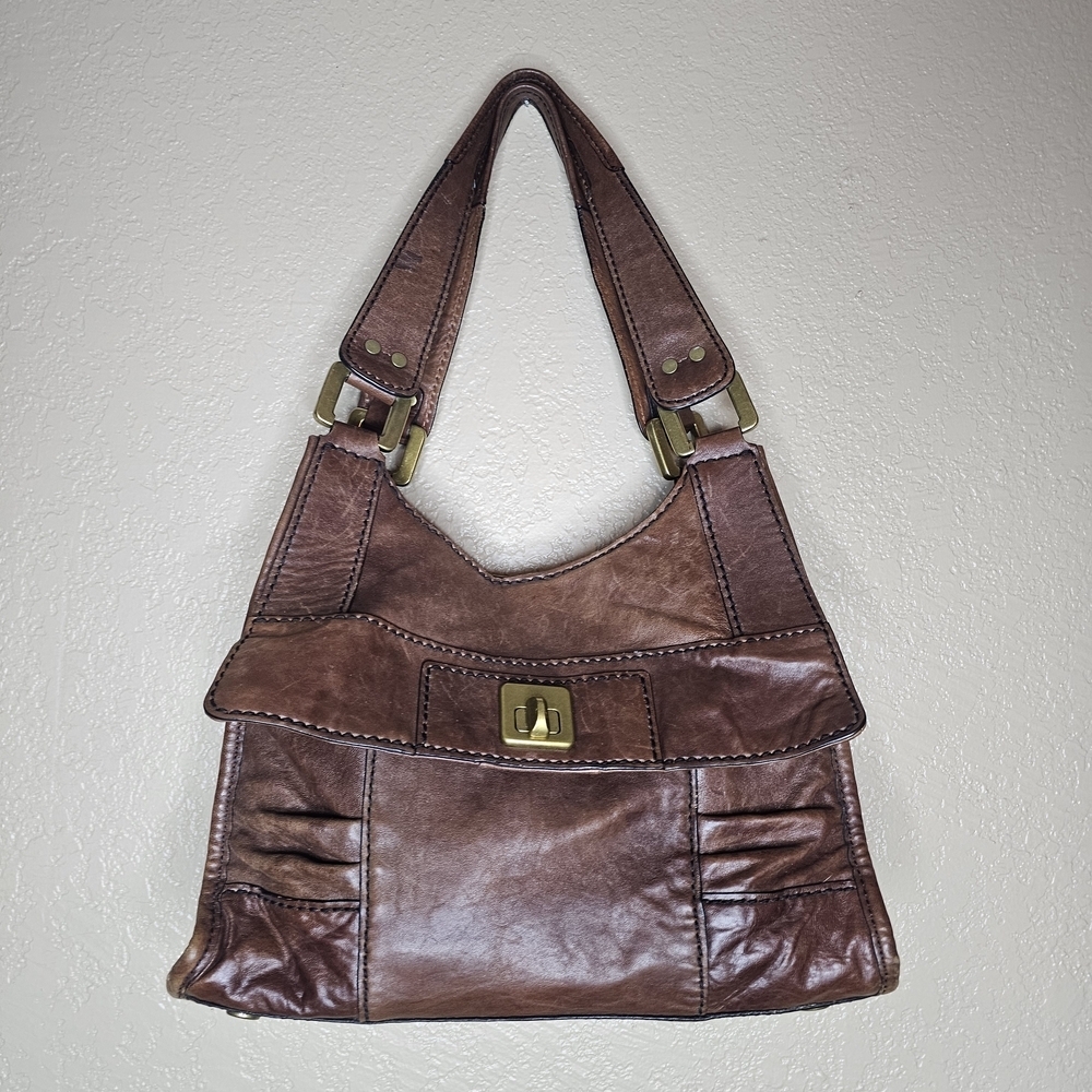 Vintage FOSSIL FIFTY Four Handbag Purse double handle Brown